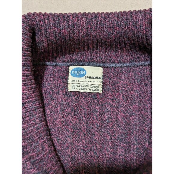 Vintage 1960s Pilgrim by Sears Lambs Wool Knit Shawl collar Sweater - Picture 4 of 9